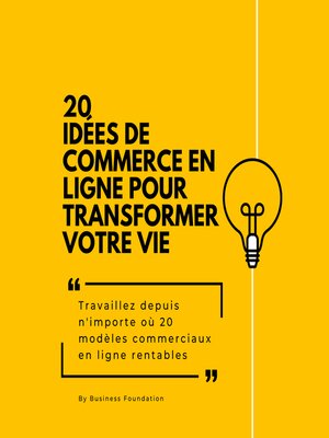 cover image of 20 idées de commerce en ligne pour transformer votre vie